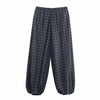 Women's Autumn Versatile Bloomers Plaid Printed Loose Pants Female High-Waist Drawstring Casual Trousers