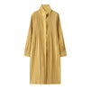 Black Pleated Stand Collar Longline Coat, Lightweight Wrinkle-Resistant Women's Casual Daily Office Commute Travel Outerwear