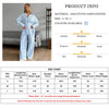 Loose Blue Stripe Women's 3 Pieces Set Elegant Long Sleeve Shirt + Corset With High Waist Wide Pants Set