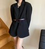 Casual Oversized Black Blazer for Women Korean Style Single Button Suit Jacket Woman Spring Autumn Loose Notched Collar Blazers