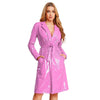 Women Wet Look PU Leather Long Trench Coat Blazer Lapel Open Front Long Sleeve Jacket Overcoat with Belt Streetwear Clubwear