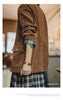 Women’s Corduroy Jacket Colorblock Waxed Collar Utility Coat Retro Button Workwear Short Outerwear for Autumn Winter