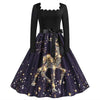 Women's Vintage Christmas Party Dress Long Sleeve Casual Print 50s 60s Elegant Year Celebration Customs