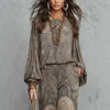 Boho Paisley Print 2 Pieces Set for Women O Neck Top Blouses Elegant Outfit Spring Casual Loose Wide Leg Trousers Suit