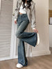 Slim Casual Vintage Blue Women‘s Jeans Winter American Style Chic Office Ladies Pockets Basic Female Flare Pants