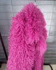 Colorful Women's Furry Coat Rose Pink Faux Fur Coat Suit Collar Autumn Winter Thick Cardigan Long Overcoat Chic 2DB5859