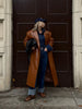 Brown Crocodile Embossed Faux Leather Trench Coat Lapel Single Breasted Straight Front Pockets Autumn Winter Fit Jacket