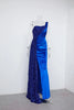 Wine Sequin Evening Dress Elegant Women One Shoulder Draped Split Wedding Party Prom Dresses Bridesmaid Wine Long Gown