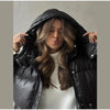 Women's Winter Jacket Hooded Drawstring Zipper Stand-Up Collar Lace Up Winter Jacket Female Loose Casual Chic Jackets For Ladies