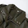 Vintage Zippers Short Leather Jackets Women's Casual Lapel Button Pockets Full Sleeve Coat Autumn Lady Chic Streetwear