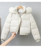 Winter Short Parkas Women's Cotton-padded Clothes Fleece Lining Thicken Warm Outerwear Fur Collar Removable Hooded Quilted Coat