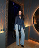Women Elegant Striped Blazer Top Scarf Lace Up Patchwork Blazers Female Street Casual Commuting Jackets Coats