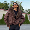 Faux Fur Neck Short Jackets Women Long Sleeve Ruff Thicken Loose Outerwear Female Autumn Winter Chic Daily Coats