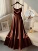 Pearl Strap Satin Slip Retro Dress Women's Elegant Solid Color Dress Strap Handmade Beaded Waist Collection Satin Gilded Dresses