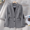 Coffee Blazer Women Spring Autumn High End Design Casual Slim Jacket Office Lady Work Coat Tops Gray