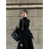 French Style Temperament Women's High-Grade Black Dress Hepburn Style Gray Turtleneck Dress for Women Autumn Winter DF4964