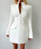 Long Sleeve Single-breasted Sexy Mini Blazer Dress Women Turtleneck Two Pocket Club Party Blazers Dress Office Lady