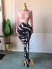 Women Tie Dye Print Mesh Patchwork Ruched Bodycon Maxi Long Dress Spring Evening Education Vacation Prom Dresses