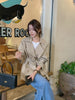 Women's Vintage Trench Coat Jacket with Belt Double Breasted Short Slim Windbreaker