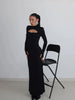 Sexy Sheath Women's Maxi Dresses Solid Turtleneck Regular Long Sleeves Hollow Out Slim Fit Bodycon Party Vestidos Robes