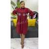 Autumn and Winter Africa Women's Clothing Solid Color Splicing Dress Pleated Loose Women's Cardigan Dresses