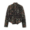 Floral Print Fitted Short Jacket Women Casual Stand Collar Long Sleeves Button Outerwear Lady Autumn Party Daily Coat