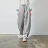 Women's Soft Cotton Curved Leg Long Pants Fall High Waist Drawstring Loose Wide Leg Pear Shape Friendly