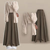 Gentle and Lazy Style Sweater Jacket with Camisole Inside and Casual Pants Set for Women, Autumn and Winter Set, Three, 202