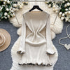 Women Dress Autumn Aesthetic Ruffled Knitted Mini Dress Lady Slim Elastic Bodycon Party Dress Streetwear Vestidos