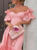 Dress Women Off Shoulder Mid Length Dresses Solid Dot Sexy Splice Tight High Waist V Neck A Line Elegant Slim Fit Vestid