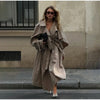 Lace Up Long Trench Coat Women Full Sleeve Lapel Single Breasted Loose Outerwear Lady Spring Daily Street Coat