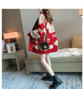 Women's Cardigan Sweater Coat Women Knitted Loose Cartoon Print Christmas Outwear Vintage V-neck Long Sleeve Sweater Cardigans