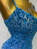 Rhinestones Sexy Mesh See Through Bodycon Dress Women Birthday Evening Cocktail party Gown Red Carpet Club Stage Outfit