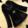 Autumn/Winter Imitation Fur Coat Middle Aged Mother Thicken Warm Fur Collar Coats Women's Medium Length Slim Overcoat
