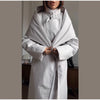 Detachable Triangle Shawl Long Puffer Coat Stand Collar Waist Tie Belt Button Solid Loose Women Coats Winter Commute Outfit