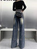 Autumn Women High Waist Straight Denim Pants Korean Aesthetic Slim Wide Leg Jeans Woman Vintage 2000S Washed Denim Trousers