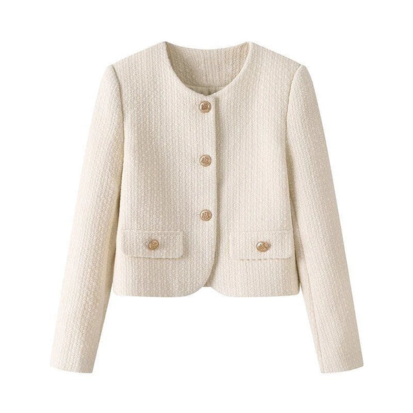 Autumn Jacket Women Small Fragrant Short Loose Coat Female Round Neck Casual Elegant Ladies Outerwear Tops