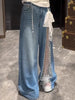 Autumn Winter Women's Denim Pants Mesh Patchwork Y2K Streetwear Baggy Jeans Grunge Japanese Harajuku Cowboy Tide Designer