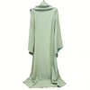High Street Designer Party vestido Women's Flare Sleeve Scarf Pearls Beaded Maxi Long Dress