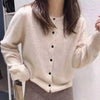 Long Sleeve Knitted Cardigan Women Sweater Elegant Winter Casual Simple Knitted Jackets O Neck Loose Round Neck Tops