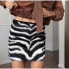 Women Zebra Print 2 Piece Set Round Neck Cropped Jacket Mini Skirt Set All Matching Suit Female Autumn Street Office Outfit