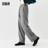 Women Pants Fleece Lined Panelled Design Loose Fit Barrel Leg Elastic Waist Minimal Style Everyday Style Winter