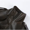 PU Leather Stand Neck Short Jacket Women Vintage Chic Solid Single Breasted Slim Jackets Female Autumn Classic Outerwear