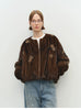 Winter Elegant Thick Warm Soft Brown Short Faux Mink Fur Coat Women Beading Loose Stylish Chic Fluffy Jacket
