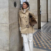 Women Kahkai Lapel V-neck Belt Trench Coat Lace Up Full Sleeve Button Short Thin Windbreak Lady Daily Street Outerwear