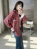 Red Stand Up Collar Plaid Cape Short Trench Coat Women's Windbreaker Long Sleeved Single Breasted Windbreaker Autumn Jacket