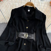 Spring Office Lady Shirt Dress Women Long Lantern Sleeve Sashes Waist Robe Femme Single Breasted Short Dresses