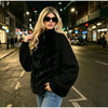 Solid Faux Fur Splicing Coats Women's Zipper Full Sleeves Stand Collar Jackets Ladies Autumn Winter Streetwear