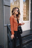 Autumn and Winter Women's Large Size Leather Jacket Solid Color Slim Street Elegant Versatile Top PU Suit Jacket