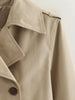 Autumn Women Solid Cropped Trench Coat Vintage Double Breasted Long Sleeve Short Jacket Lapel Collar Windbreaker
